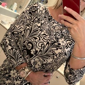 Long sleeve black and white top shirt